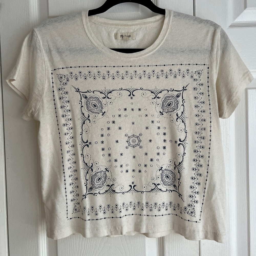 Madewell paisley bandana print cropped tee, size xxs, runs big